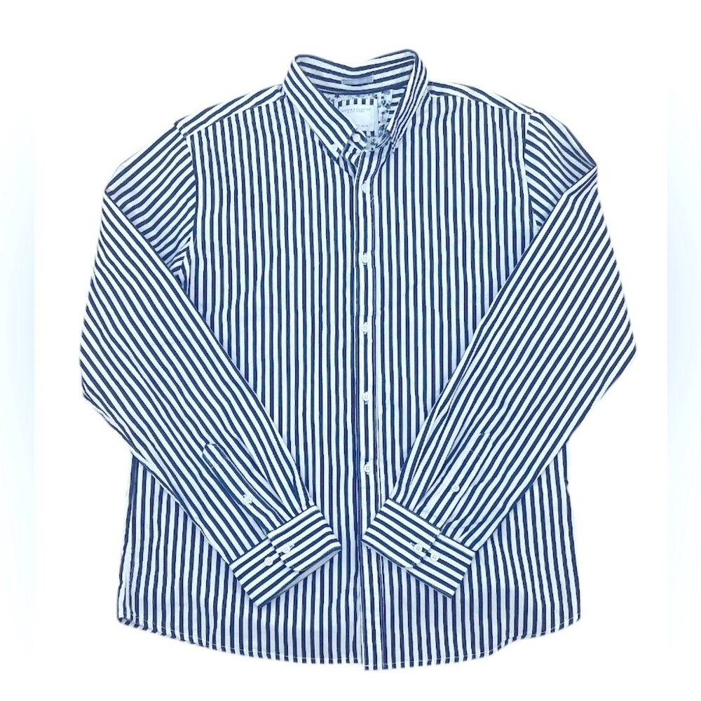 DENIM & FLOWER Ricky Singh 👕 Classic Blue Striped Men's Shirt